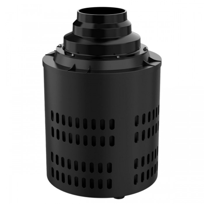 Extractor con filtro para cultivo Cyclone de 100/125/150 mm, vista lateral.