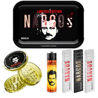 Kit para fumar Narcos Black Edition, componentes.