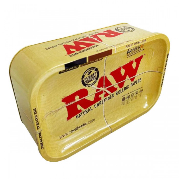 Caja con Bandeja RAW Munchies Box para guardar accesorios de fumador, frontal.