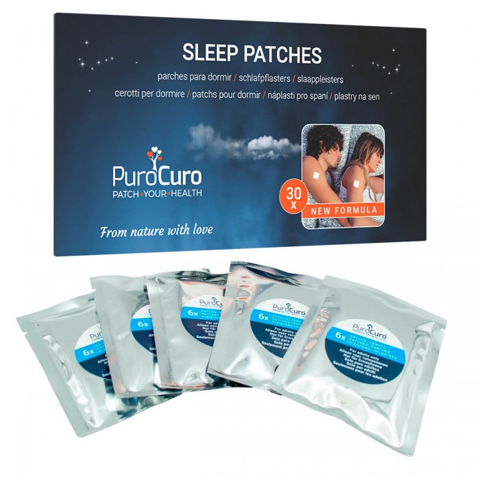 Parches para dormir de PuroCuro con 5 sobres individuales de 6 parches en cada sobre