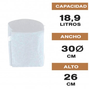 Maceta Root Tex Cuadrada Blanca de 18,92L.