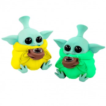 Bong de Silicona Mini Yoda de 13 cm de altura.