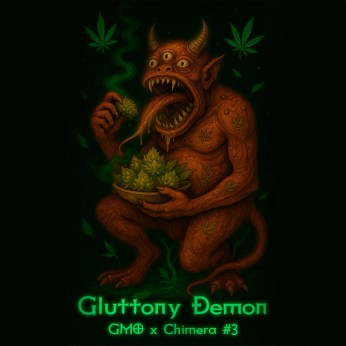 Semillas de marihuana feminizadas Gluttony Demon de Dr. Love Seeds, logotipo.