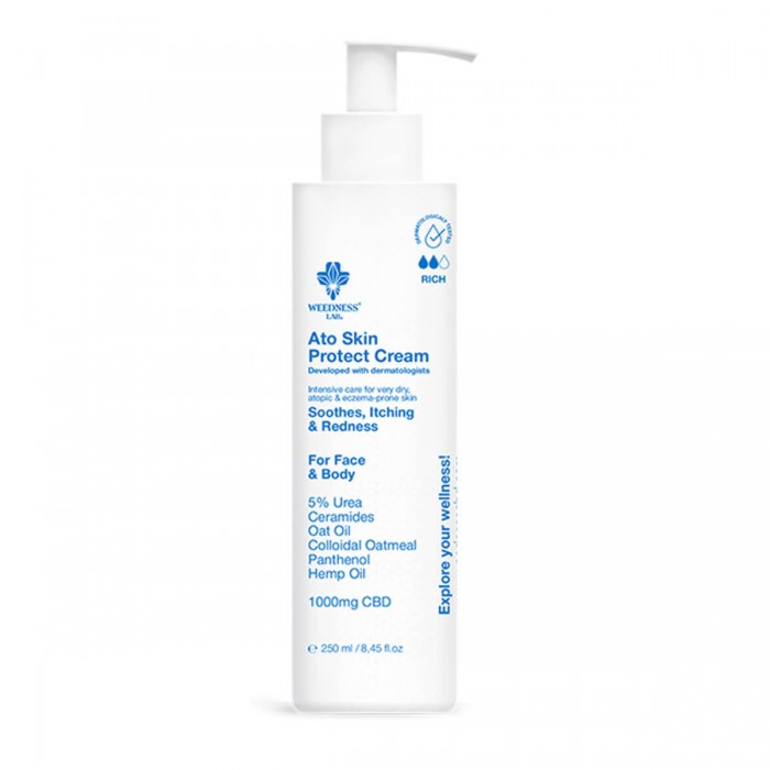 Crema CBD Weedness para el cuidado de la piel, envase de 250ml.