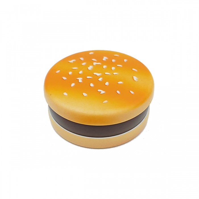 Grinder para marihuana con polinizador y diseño de hamburguesa. Cerrado.