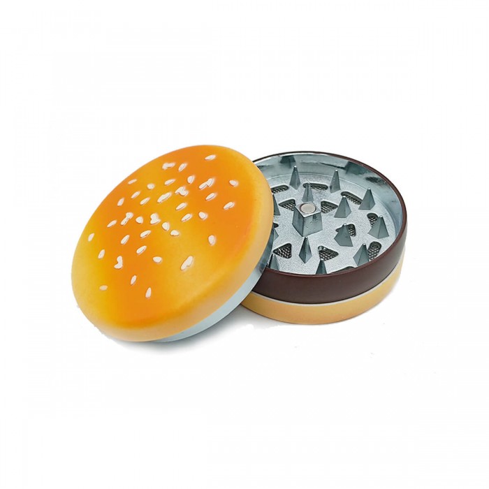 Grinder para marihuana con polinizador y diseño de hamburguesa. Polinizador.