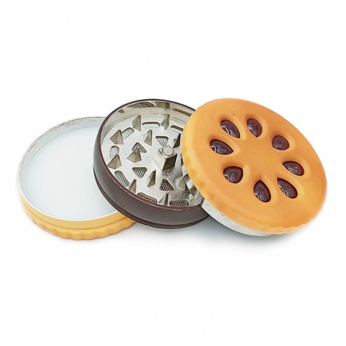 Grinder Galleta para marihuana con polinizador. Desmontado.