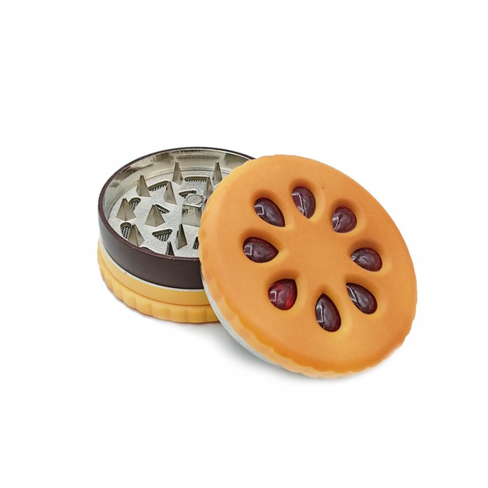 Grinder Galleta para marihuana con polinizador. Abierto.