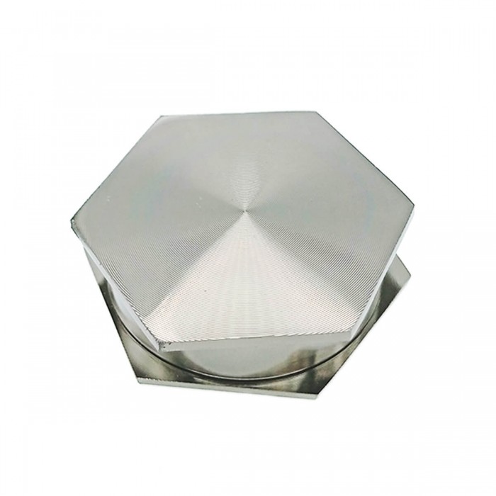 Grinder de metal con forma de hexágono magnético para marihuana.