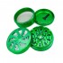 Grinder para marihuana de espiral con tapa transparente y polinizador. verde desmontado.