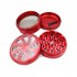 Grinder para marihuana de espiral con tapa transparente y polinizador. rojo desmontado.