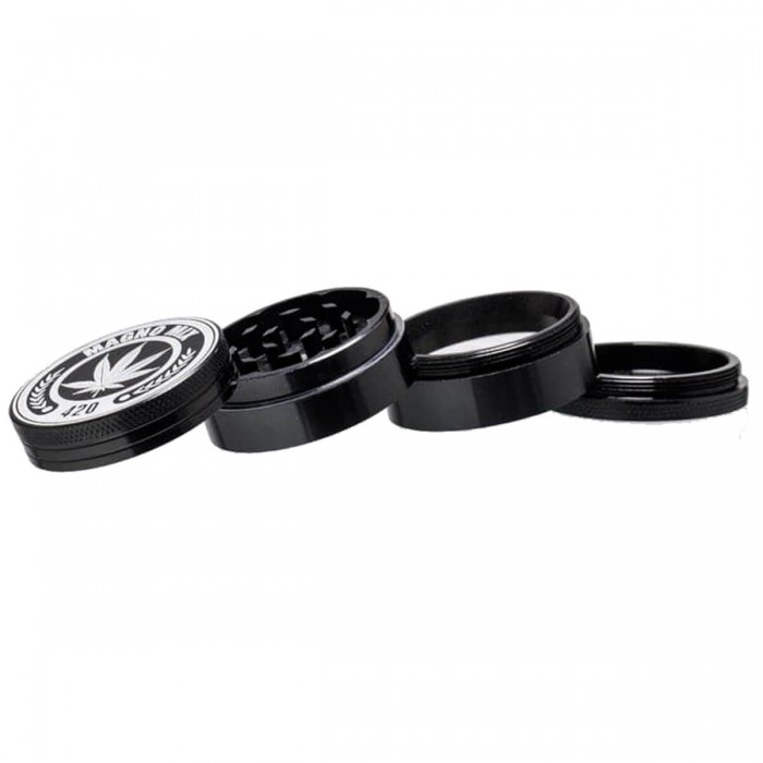 Grinder Magno 4 Partes Polinizador Metálico, desmontado.