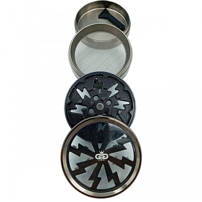 Grinder GG Amsterdam Polinizador, color plata desmontado.