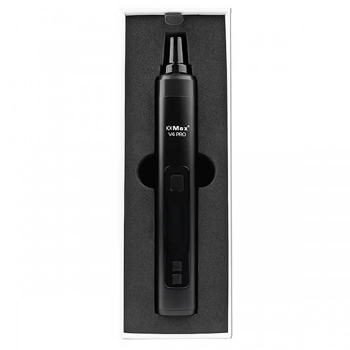 Vaporizador de hierbas y concentrados X-Max V4 Pro Black, caja abierta.