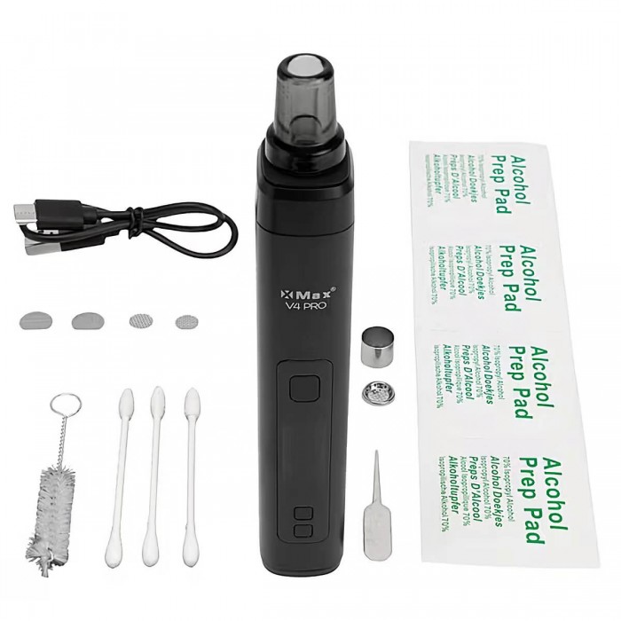 Vaporizador de hierbas y concentrados X-Max V4 Pro Black, accesorios.