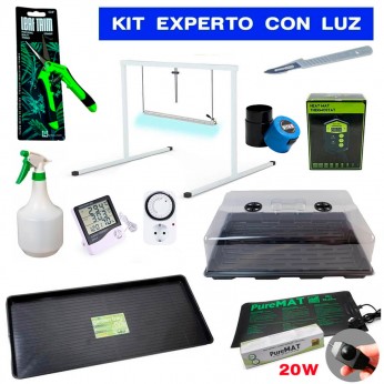 Kit cultivo setas completo nivel experto con hasta iluminación, soportes y más accesorios
