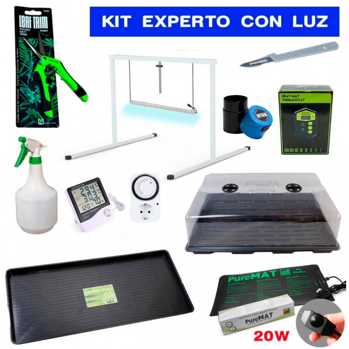 Kit cultivo setas completo nivel experto con hasta iluminación, soportes y más accesorios