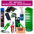 Kit de secado y manicurado profesional con diferentes componentes.