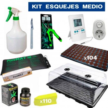 Kit de hacer esquejes intermedio, diferentes componentes.