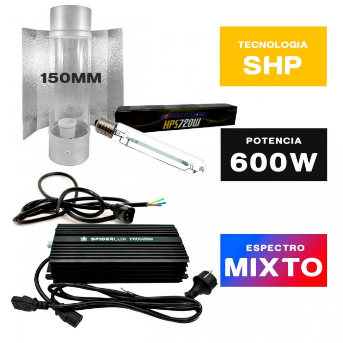 Kit iluminación 600w Digital con Cooltube de 150mm