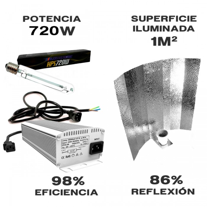 Kit de iluminación Digital Vanguard con bombilla MJ3 720w y reflector Stuco.