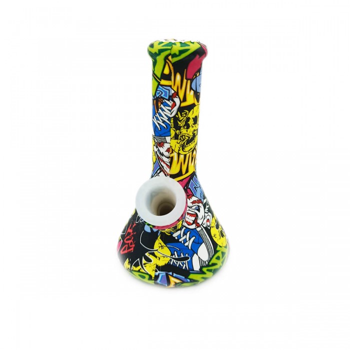 BONG SILICONA DIBUJOS VASIJA RECTO 13CM