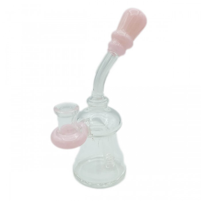 Bong de cristal con boquilla de colores 17cm, rosa lateral.