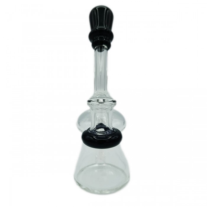 Bong de cristal con boquilla de colores 17cm, negro frontal.