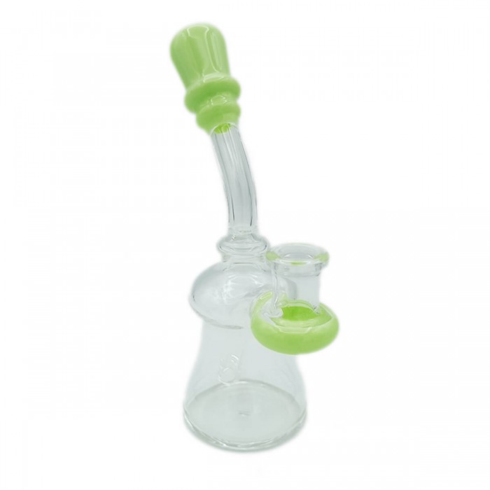 Bong de cristal con boquilla de colores 17cm, verde lateral.
