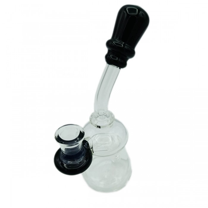 Bong de cristal con boquilla de colores 17cm, negro.