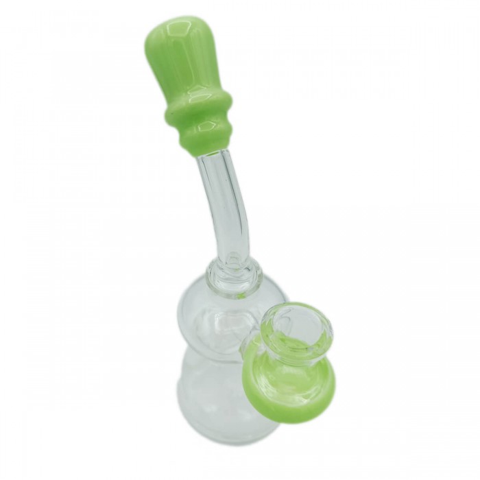 Bong de cristal con boquilla de colores 17cm, verde perspectiva.