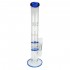 Bong con doble percolador para hielo y agua 40cm, azul.