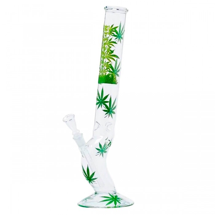 Bong de cristal Cogollo verde de 45 cm de altura.