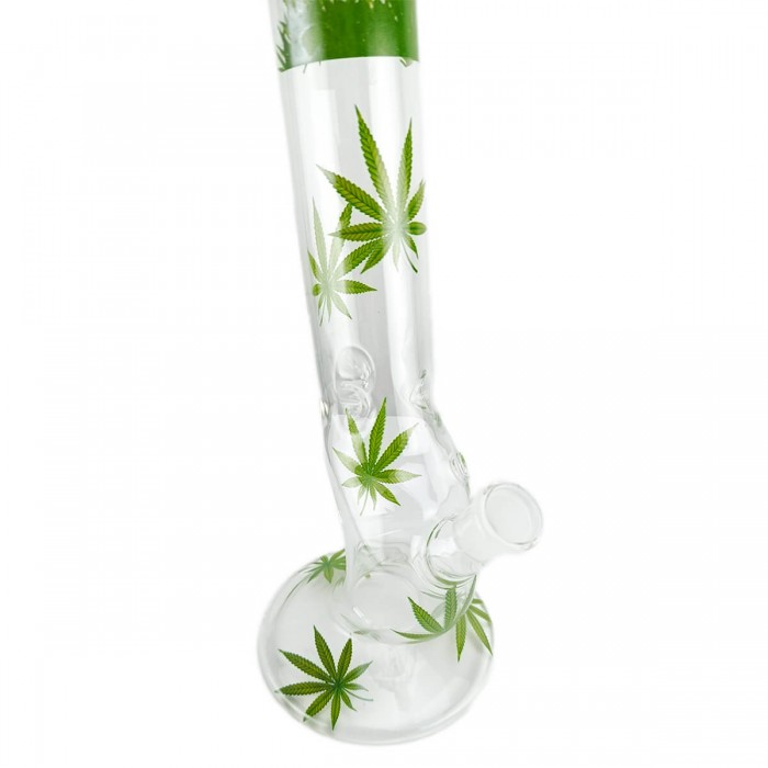 Bong de cristal Cogollo verde de 45 cm de altura, detalle.