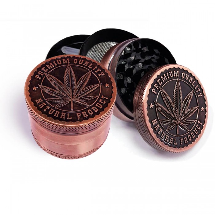 Grinder metal leaf bronce 4 partes con polinizador de 52mm.