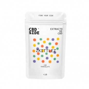 Cristales CBD Side al 96& de pureza con aroma Zkittlez.