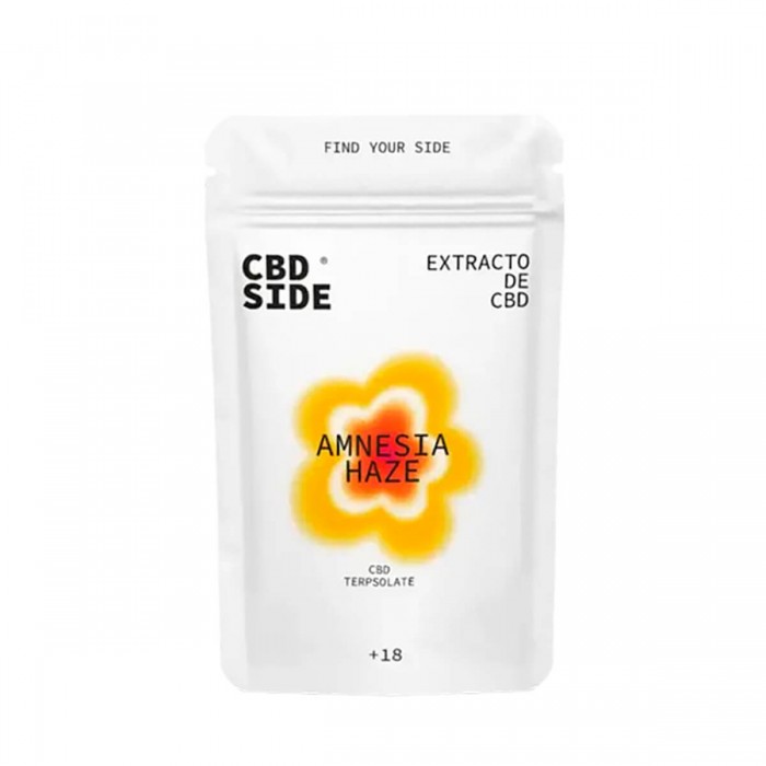 Cristales CBD Side al 96& de pureza con aroma Amnesia Haze.