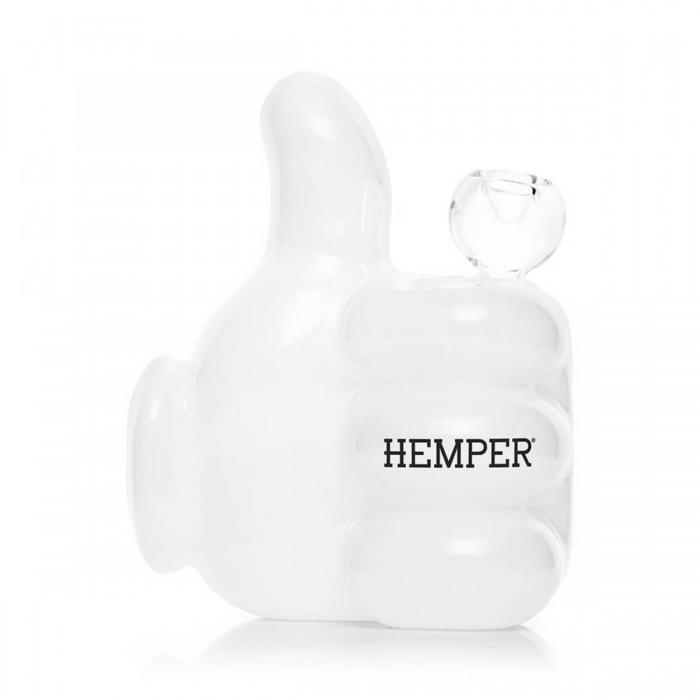 Bong de Cristal Hemper Guante Dibujo Animado 14cm, logotipo.