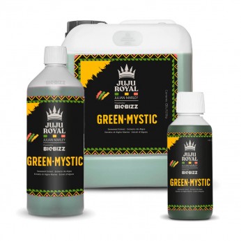 Green Mystic de Biobizz JuJu Royal, diferentes formatos.