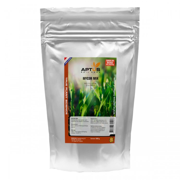 Mycor Mix de Aptus Micorrizas, envase de 500 gramos.