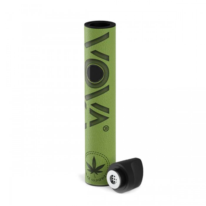 Vaporizador Volks Vova de cuero para marihuana, verde abierto.