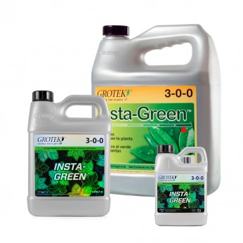 Insta-Green de Grotek, reverdeciente, diferentes formatos.