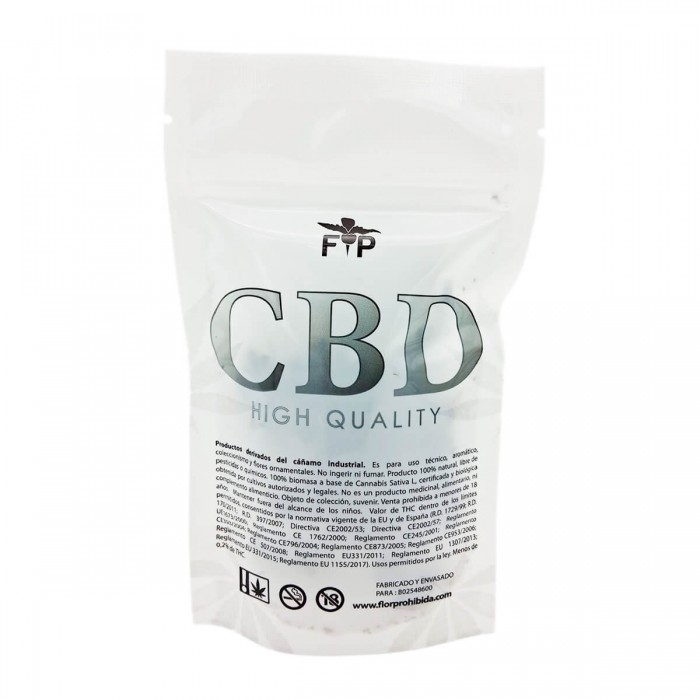 Cogollos CBD de Small Buds Gorilla Glue de la marca FP, contraportada.