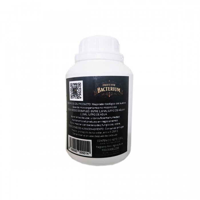 Profesor Bacterium bacterias beneficiosas para cultivo, envase de 500ml etiqueta.