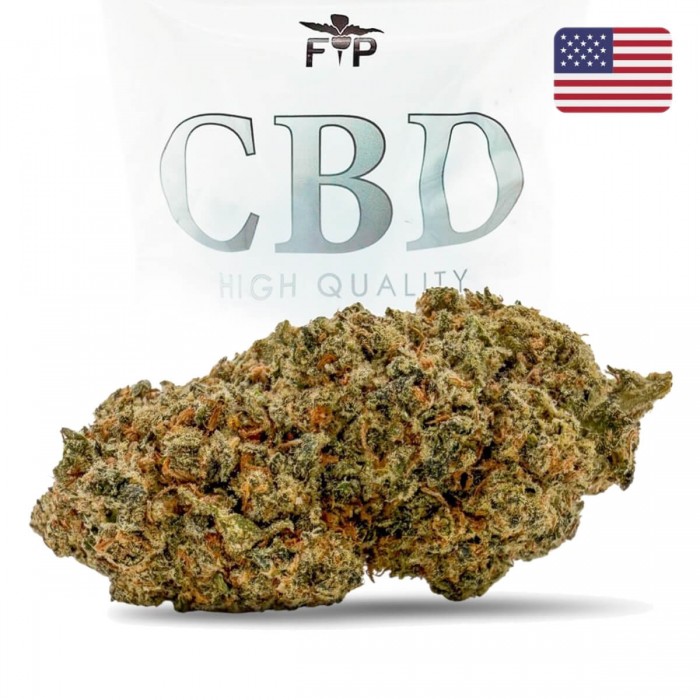 Cogollos CBD Papaya Diesel California indoor de la marca FP, logo.