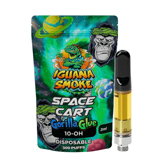 Cartuchos 10-OH de Iguana Smoke de 2ml, gorilla glue.