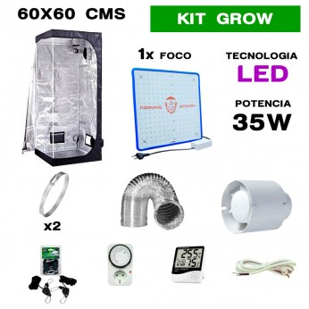kit de armario led 100w de 60x60 para crecimiento grow