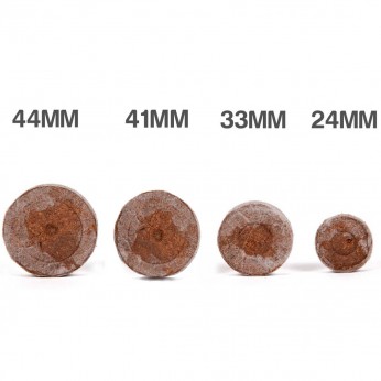 Diferentes tamaños de los Jiffys de turba prensada Jiffy Pellets