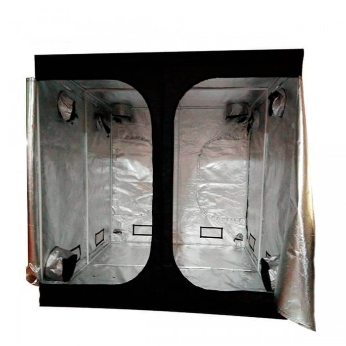 Armario de cultiv Spiderlux de 200x200x240 cm abierto.