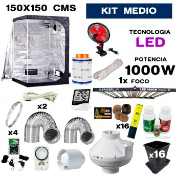 kit de armario led 150w de 80x80 medio para cultivo.